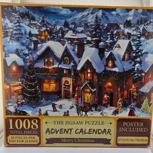 The Jigsaw Puzzle Advent Calendar 1008 Piece Merry Christmas Poster Included New